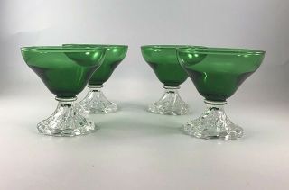 Anchor Hocking Forest Green Set Of 4 Boopie Burple Foot Champagne Sherbet Dish