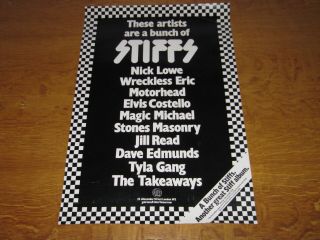 Stiff Records / Motorhead / Elvis Costello Etc.  - 1977 Uk Promo Poster (punk)