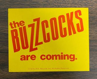 The Buzzcocks Are Coming 1979 Irs Records Promo Only Sticker Punk Shelley Devoto