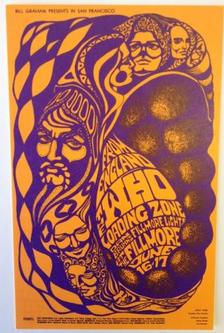 Bill Graham Bg 68,  Fillmore Post Card,  1967,  The Who,  Loading Zone