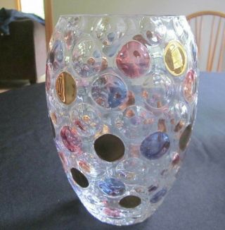 Vintage Clear Crystal Polka Dot Vase - Unique Piece