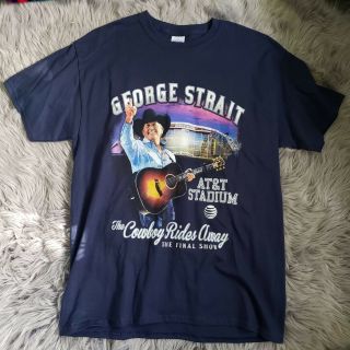 George Strait 2013 - 2014 Cowboy Rides Away Tour T Shirt Sixe Large Navy Blue