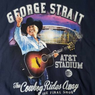 George Strait 2013 - 2014 Cowboy Rides Away Tour T Shirt Sixe Large Navy Blue 2