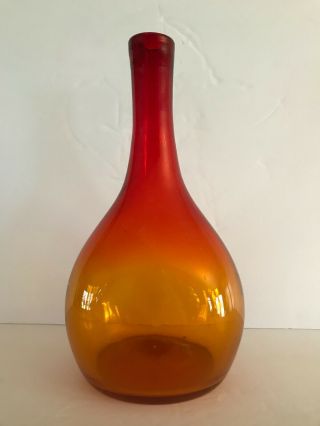Vtg Mcm Mid Century Modern Blenko Amberina /tangerine Glass Decanter /vase