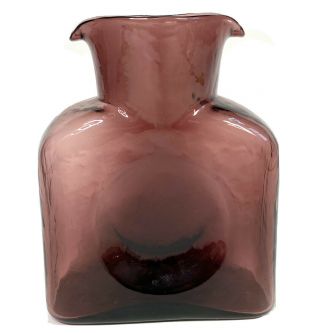 Vintage Blenko Glass Double Spout Pitcher Water Carafe Amethyst Purple