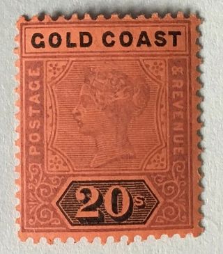 Gold Coast Q.  Victoria 1894 20/ - Mauve/black On Red M/m Sg 25.  (cat £170)