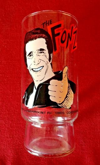 The Fonz Fonzie Happy Days Dr Pepper 1977 Drinking Glass Vintage Retro Coke Bar