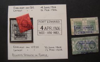 Hong Kong Qv/kevii Port Edward (british Leasehold) Cancels (incl.  Written Up Card)