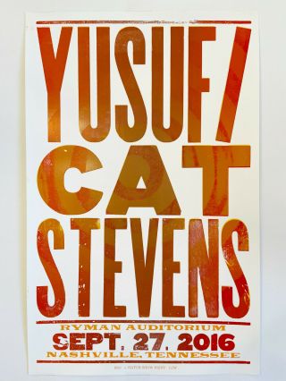 Yusuf/cat Stevens Concert Poster Hatch Show Print (2016) - Made In Nashville