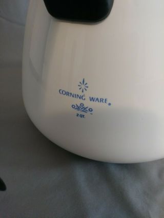 Corning Ware Kettle 2 Qt 8 cup Coffee Tea Pot Cornflower Blue Vintage 2
