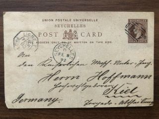 Seychelles Old Postcard Seychelles To Kiel Germany 1892
