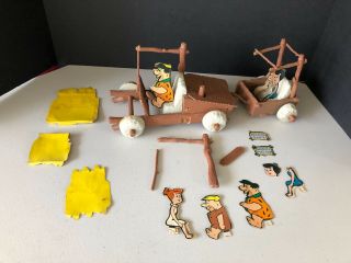 Vintage 1960s Remco Flintstones Car And Trailer Toy Battery Operated