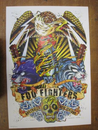 Foo Fighters 2008 Australia Zealand Concert Tour Poster Art Rhys Cooper