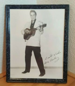 Elvis Presley Signed Photo Black And White 10 By 8 Black Frame
