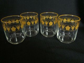 Corning Corelle Butterfly Gold Set Of 5 Juice Glasses 6 Oz.  3 " Tall
