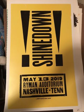 Shinedown Hatch Show Print Poster - Ryman Auditorium - Nashville Tn - 5/13/2019