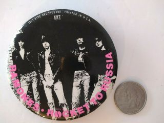 Vtg 3 " Og The Ramones Rockets To Russia Punk Rock Bin Pin Badge Ny 1970s 1977