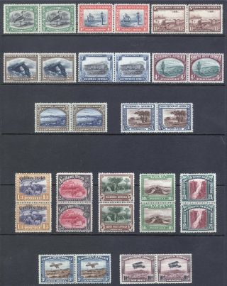 South West Africa 1931 1/2d - 20s Pairs Sg 74 - 87 Sc 108 - C6 Lmm/mlh Cat £225 ($295)