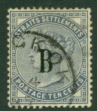 Sg 7 British Post Office In Siam (bangkok) 1882 10 Cent Slate Wmk Cc.  Very.