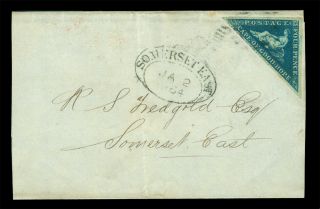 Cape Of Good Hope 1864 Triangulars - Hope Seated - 4p Blue Sc 4b On Small Cover