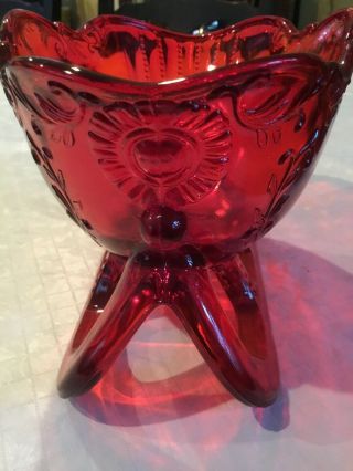 Vintage Westmoreland Glass Red Large 10” Sleigh Centerpiece Bowl Candy Dish
