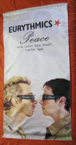 EURYTHMICS PEACE Satin Promo Window Banner Annie Lennox Dave Stewart RARE 2