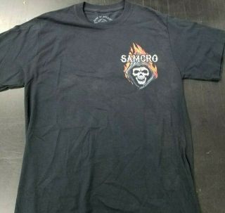 Sons Of Anarchy T - Shirt Flaming Skull Samcro Double Sided Print