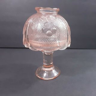 Vintage Indiana Glass Fairy Lamp Pale Pink Tiara Sandwich Pattern Depression