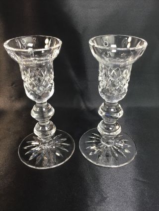 Vintage Pair Waterford Lismore Crystal Candlestick Candle Holders 6” High