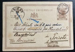 1888 Hong Kong Postal Stationery Postcard Cover To Trieste Austria