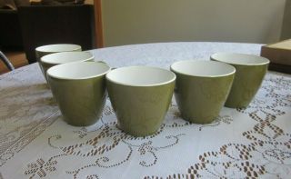 Set Of 6 Vintage Corning Centura Mid Century Modern Green Coffee Tea Cups