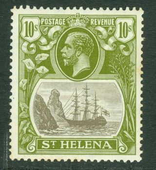 Sg 112 St Helena 1922 - 37.  10/ - Grey & Olive Green.  Very Lightly Mounted.