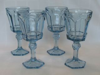 (4) Fostoria Virginia Light Blue Wine Glass 6 " Goblet 1980 