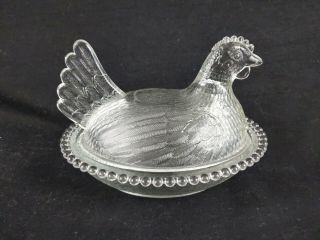 Vintage Indiana Clear Glass Chicken Hen Nest Covered Candy Dish Bowl