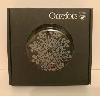 Nib Orrefors Lead Crystal Round Etched Snowflake Christmas Ornament - Sweden