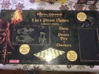 Pirates Of The Caribbean 3 In 1 Pirate Games Checkers,  Dice,  Chess Collectors Ed