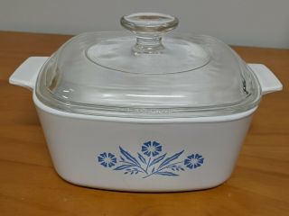 Vintage Corning Ware Blue Cornflower A - 1 1/2 - B 1.  5 Qt Casserole Dish W/lid