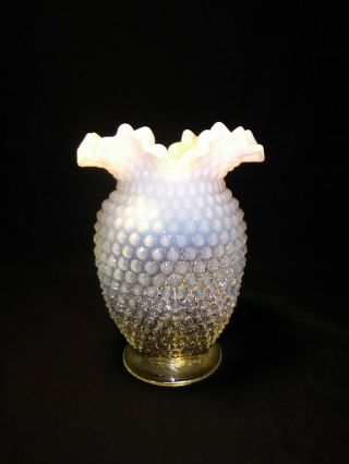 Vintage Fenton Art Glass White Opalescent Hobnail 8 1/2 Inch Vase Make Offer