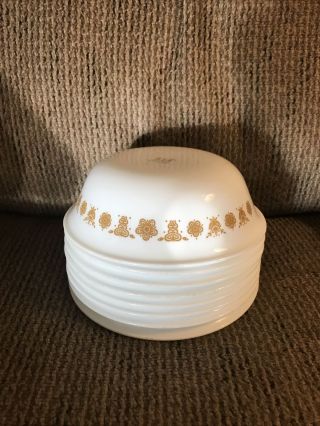 Eight (8) Corelle Butterfly Gold 6 1/4” Cereal Bowls