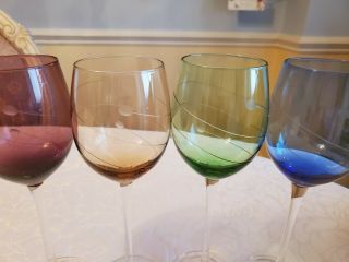 Lenox Tuscany Seasons Multicolor Crystal Water / Wine Glasses Goblets Set of 4 2