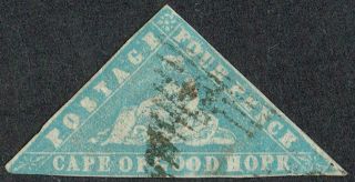 1861 Cape Of Good Hope Sg14 2d Milky Blue Woodblock Rare Vgu Cat.  £2,  250.  00