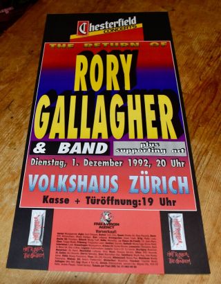 Rory Gallagher The Return Of Swiss Concert Poster 1992 Zurich