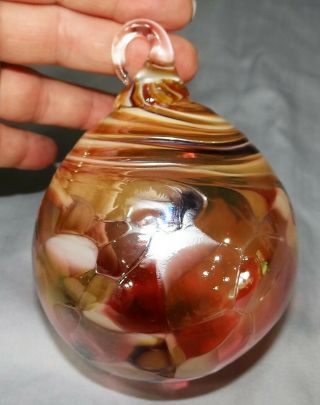 Kitras Art Glass Blown Ornament Ball Suncatcher 4 " Friendship Orb Fall Colors