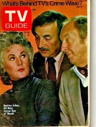 Vintage - Tv Guide Jan 12th 1974 - Beatrice Arthur Of Maude - Vg