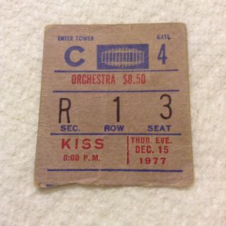 Kiss Madison Sqaure Garden 12/15/77 Nyc Ticket Stub Love Gun Gene Paul