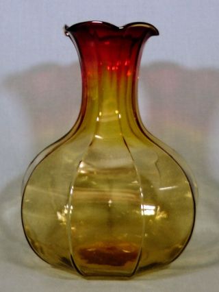 Vintage Mcm Blenko Amberina Tangerine Large Glass Vase