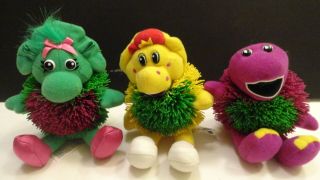 Vtg Barney And Friends Baby Bop Bj Dinosaur Plush Koosh Balls Toys 1999 Hasbro