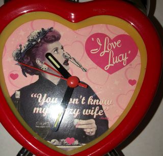 I LOVE LUCY - Red heart Alarm Clock - glow in the dark hands. 2