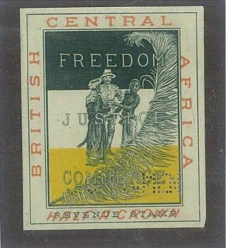 Bca / Nyasaland - 1893 " Freedom/justice/commerce " Revenue Proof.  Scarce (em700)