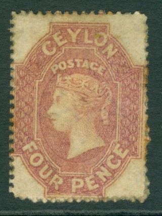 Sg 21 Ceylon 1861 - 64.  4d Dull Rose.  Mounted,  Part Gum.  Scarce Cat £2250